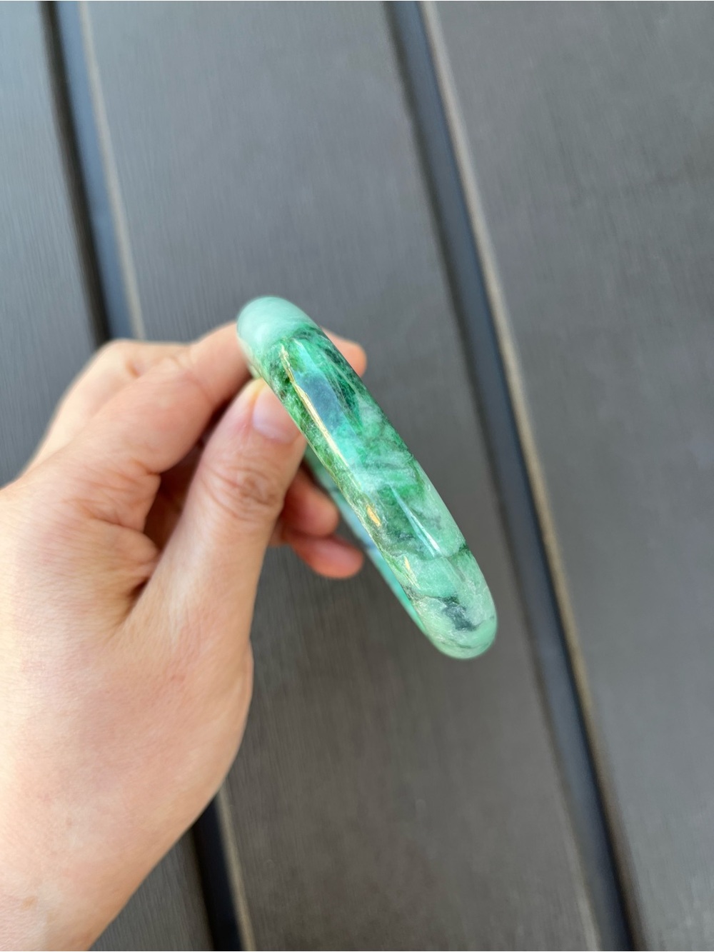 BW072-L 57.6mm Certified Untreated Grade A Burmese Jadeite Bangle Jade Bracelet - Picture 9 of 17